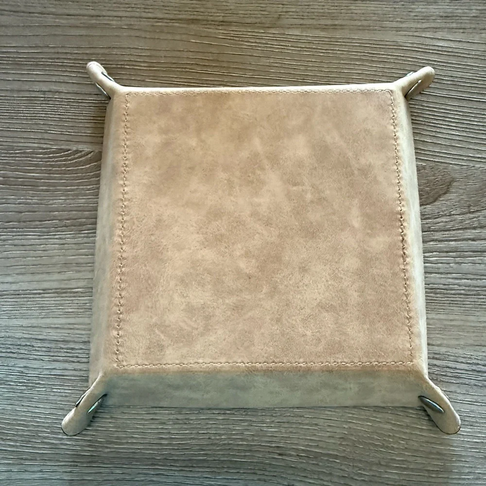 HANDMADE FASHION Foldable PU Leather Accessory Tray With Snap Closure